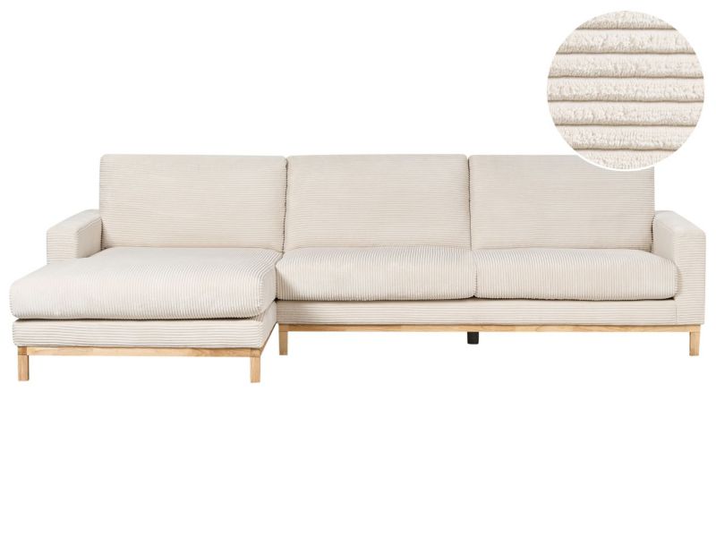 Sofa narożna prawostronna Siggard Jasnobeżowy Sztruks Prawostronny 1 szt.