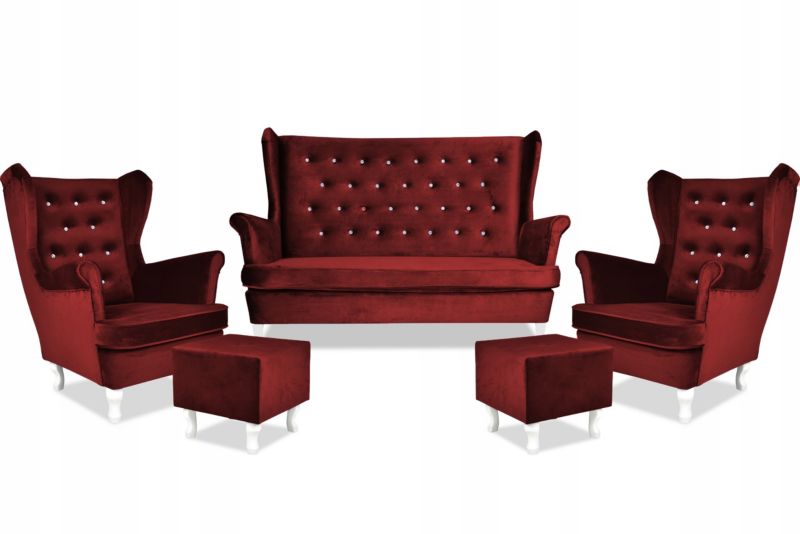 Zestaw mebli uszak do salonu sofa fotele pufy Family Meble Diana czerwony 1szt