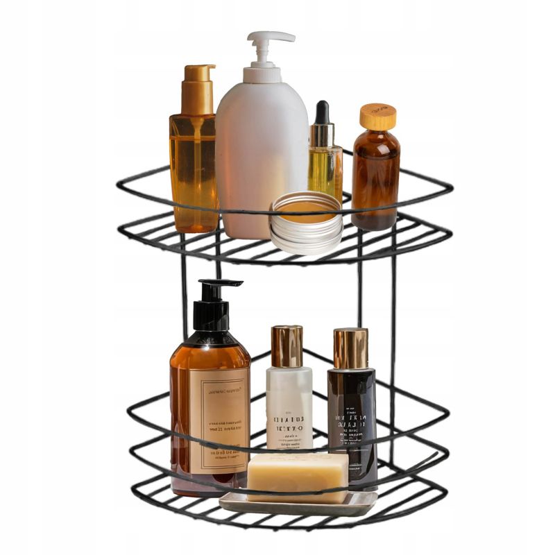 Półka łazienkowa Rodeno czarna metalowa dwa poziomy 1 szt.