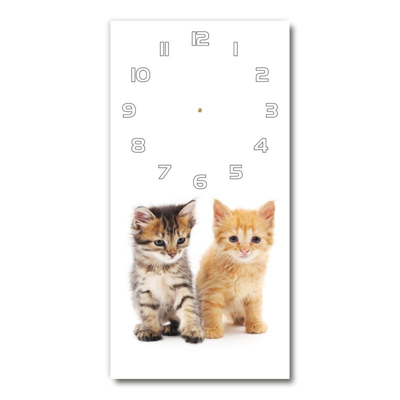 Zegar szklany Tulup Brązowy i rudy kot 30x60 cm cichy 1 szt.