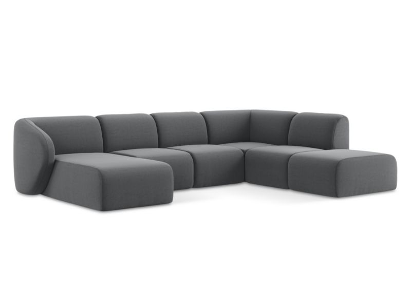 Sofa panoramiczna lewa LaMiaSofa CERVO z tkaniny welwetowej 325x236 cm stalowy 1 szt.