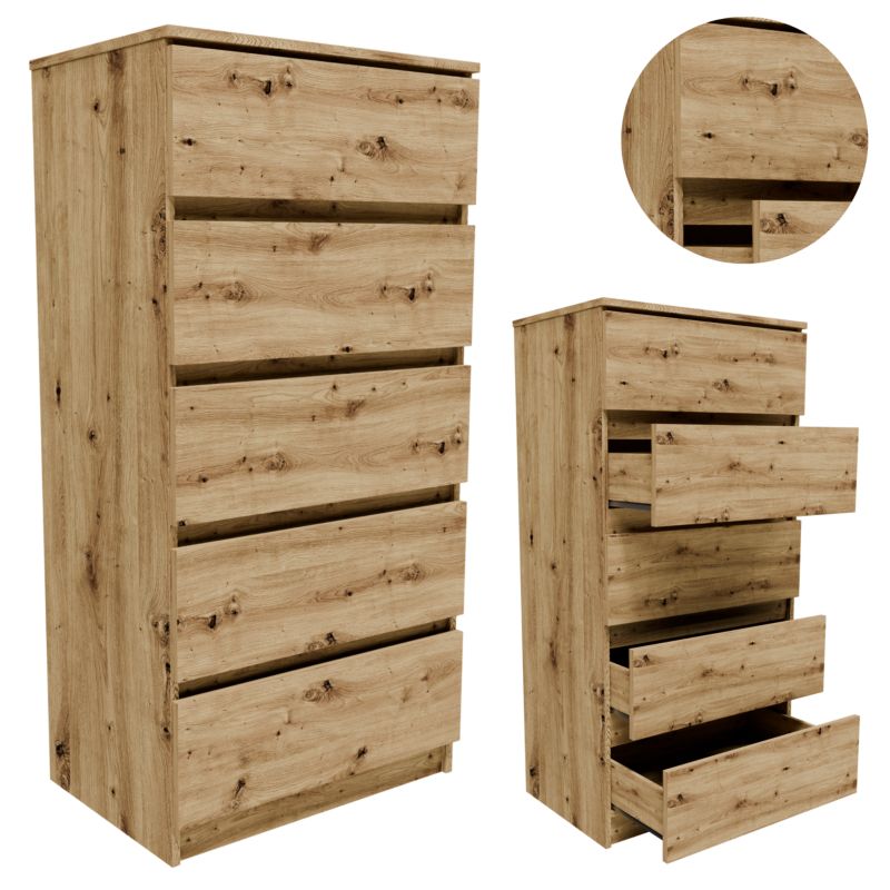 Komoda Matkam K605ART szafka 5 szuflad dąb artisan 1 szt.