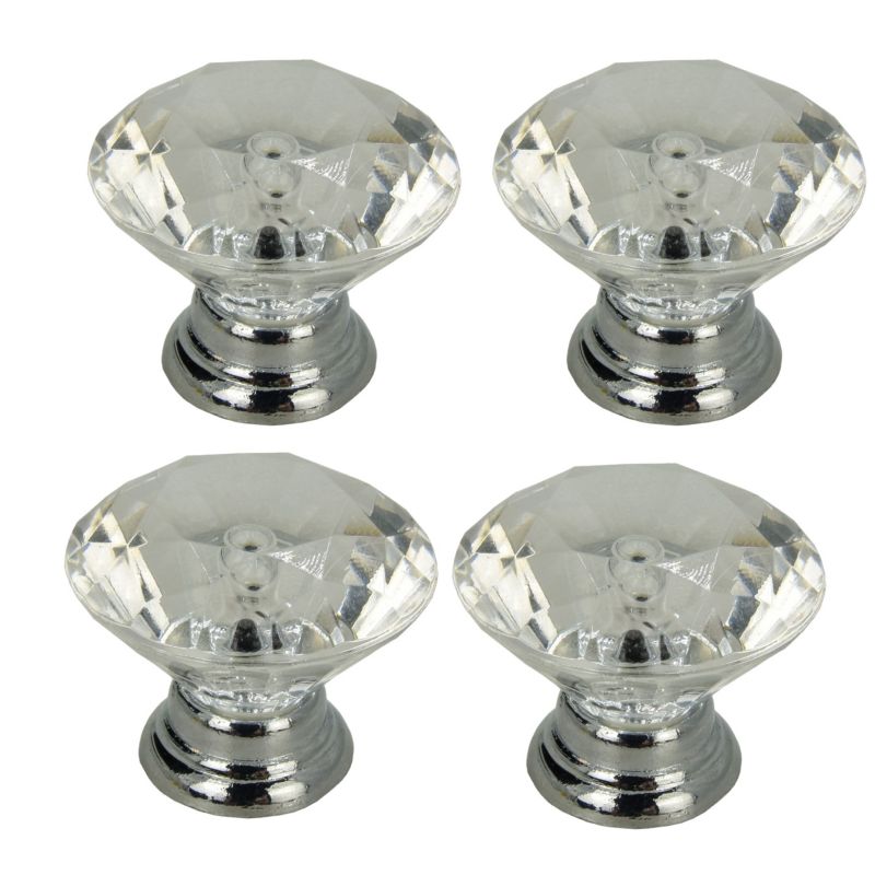 Gałka meblowa B&B okrągła Diament srebrna 4 szt