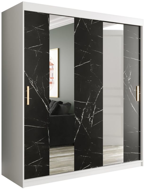 Szafa przesuwna Garderoba Abiks Marmur POLE 180 biały + czarny 1 szt.