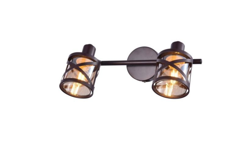 Kinkiet ścienny Rabalux Oberon brązowo-bursztynowy 2 x E14 x IP20 wym: 15 x 30 x 15 cm - 1 szt.