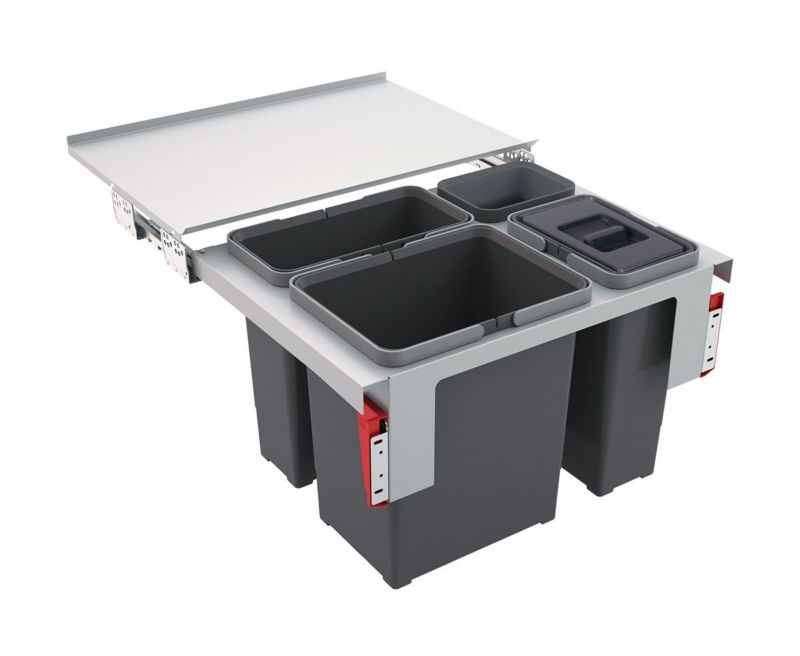 Sortownik na odpady Franke Garbo 60-3 do zabudowy, 3 pojemniki 38L, stal/szary, 1 szt.