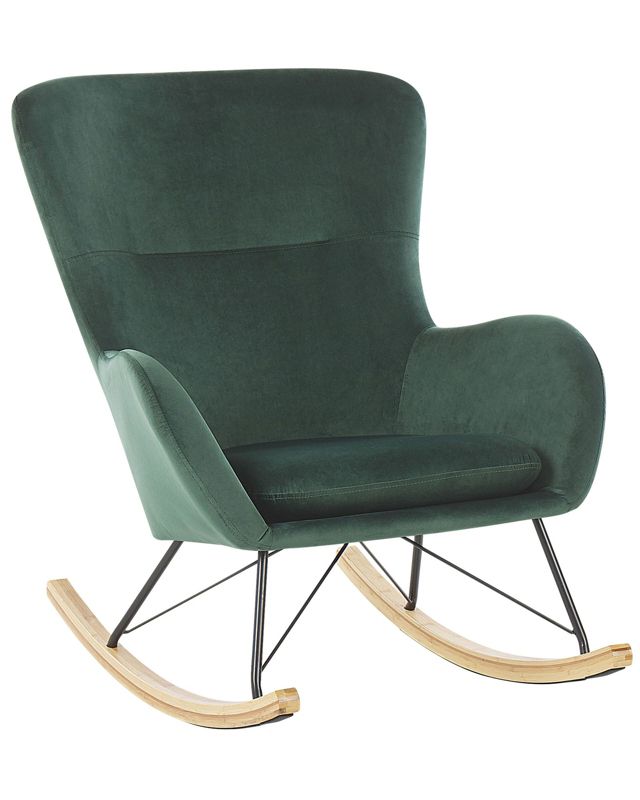 Fotel bujany Ellan Welur Ciemnozielony 1 szt.