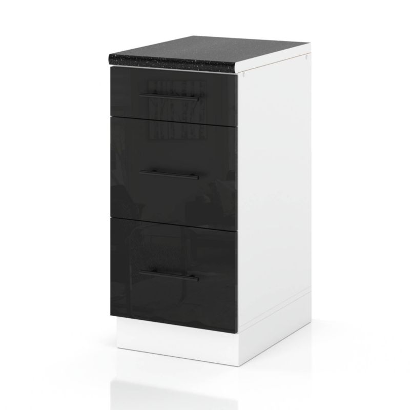 Szafka Kuchenna Hurtownia-Mebli Stojąca Z Szufladami D40S3 MET sPremium 40cm Biały Mat Czarny Połysk 40x52x85 cm 1szt.