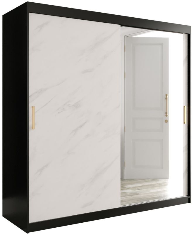 Szafa przesuwna Garderoba Abiks Marmur T2 200 czarny + biały 1 szt.