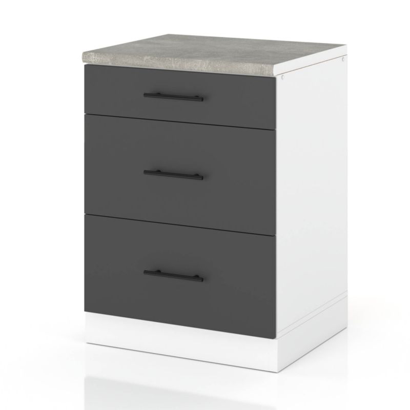 Szafka Kuchenna Hurtownia-Mebli Stojąca Z Szufladami D60S3 MET sPremium 60cm Biały Mat Szary Mat 60x52x85 cm 1szt.