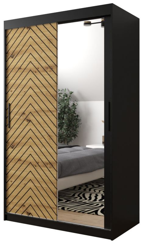 Szafa przesuwna Garderoba Abiks Jodełka 2 120 czarny + artisan 1 szt.