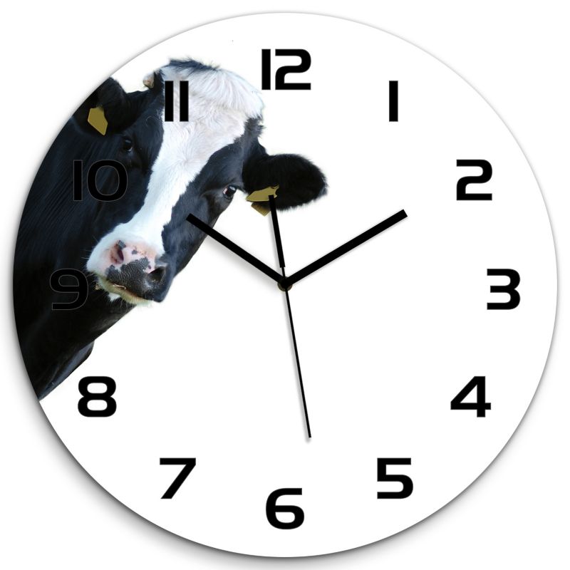 Zegar szklany Tulup Krowa czarne wskazówki fi30 cm cichy 1 szt.