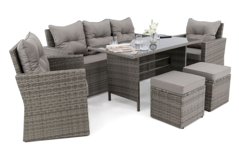 Zestaw mebli ogrodowych MebleMWM Monako technorattan szary poduszki szare-01 1 kpl.