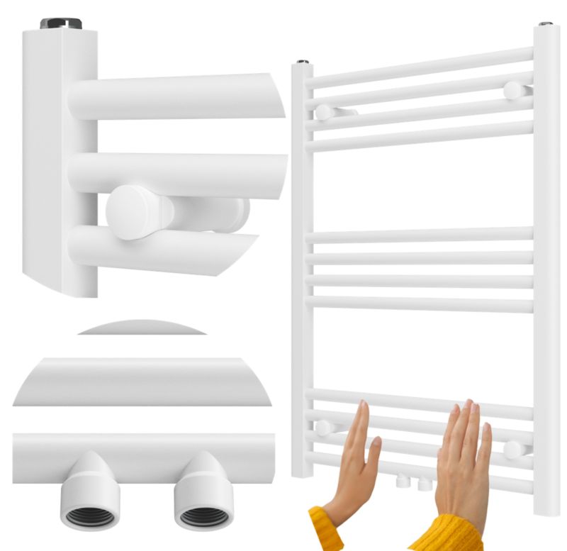 Grzejnik Łazienkowy Granitan Raven 80/60cm Biały Kaloryfer Drabinkowy 1kpl.