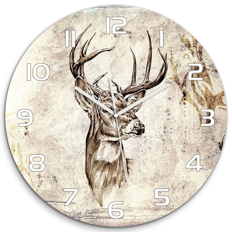 Zegar szklany Tulup Jeleń fi30 cm cichy 1 szt.