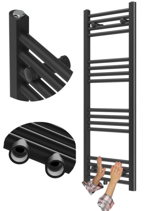 Grzejnik Łazienkowy Granitan Raven 110/40cm Czarny Kaloryfer Drabinkowy 1kpl.