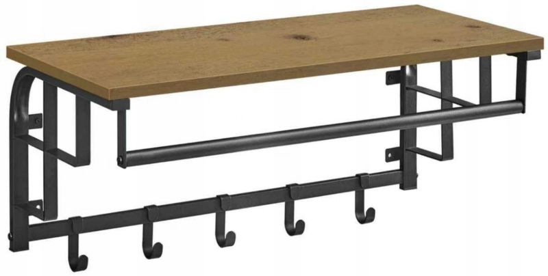 Półka wisząca Matkam wieszaki drążek dąb artisan-czarny 1 szt.