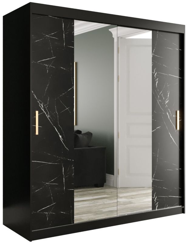 Szafa przesuwna Garderoba Abiks Marmur T1 180 czarny + czarny 1 szt.