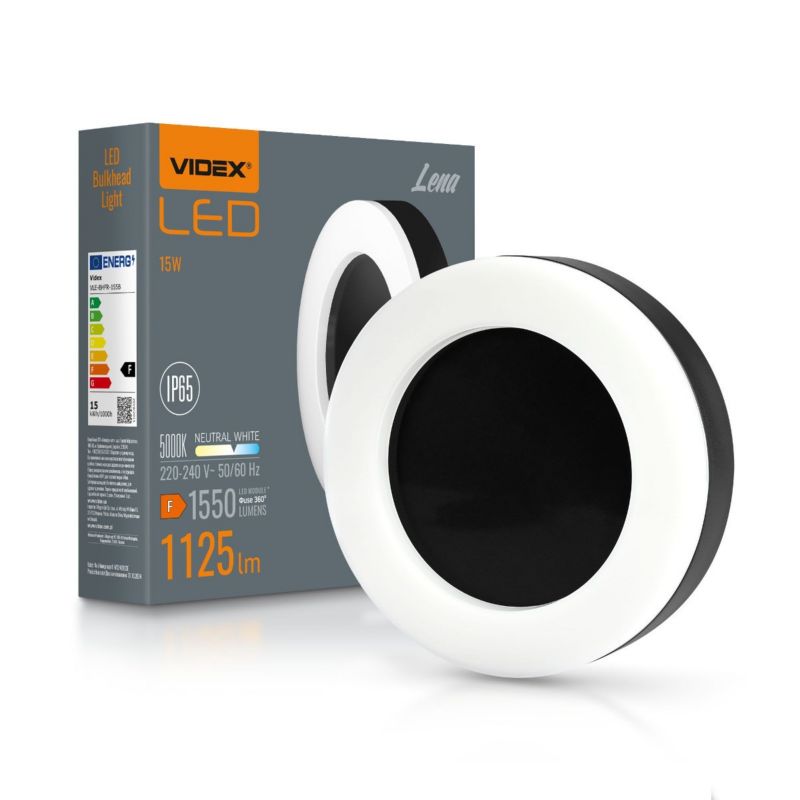 Kinkiet ścienny zewnętrzny Videx Lena czarno-biały LED 15W 5000K 1550lm IP65 wym: 19 x 19 x 4,2 cm tworzywo sztuczne - 1 szt.