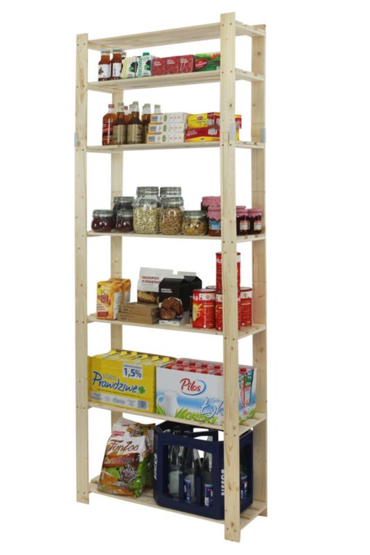 Regał drewniany MODO24 naturalne drewno pojemny 220 cm do książek i zabawek 1 szt.