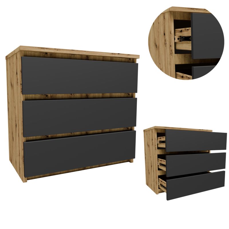 Szafka Matkam nocna CL360AGR komoda dąb artisan-grafit 1 szt.