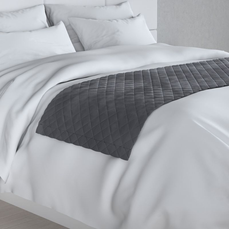 Narzuta hotelowa bieżnik Velvet 60x200cm Dekoria 200x60cm grafitowy szary 1 szt.