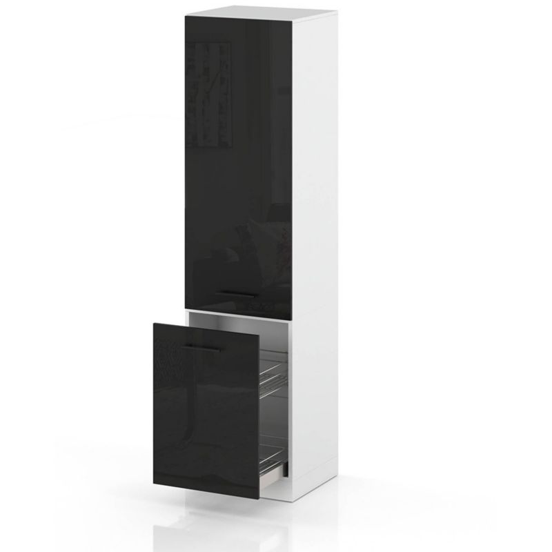 Szafka Kuchenna Hurtownia-Mebli Stojąca Cargo S60 CARGO sPremium 60cm Biały Mat Czarny Połysk 60x58x211 cm 1szt.