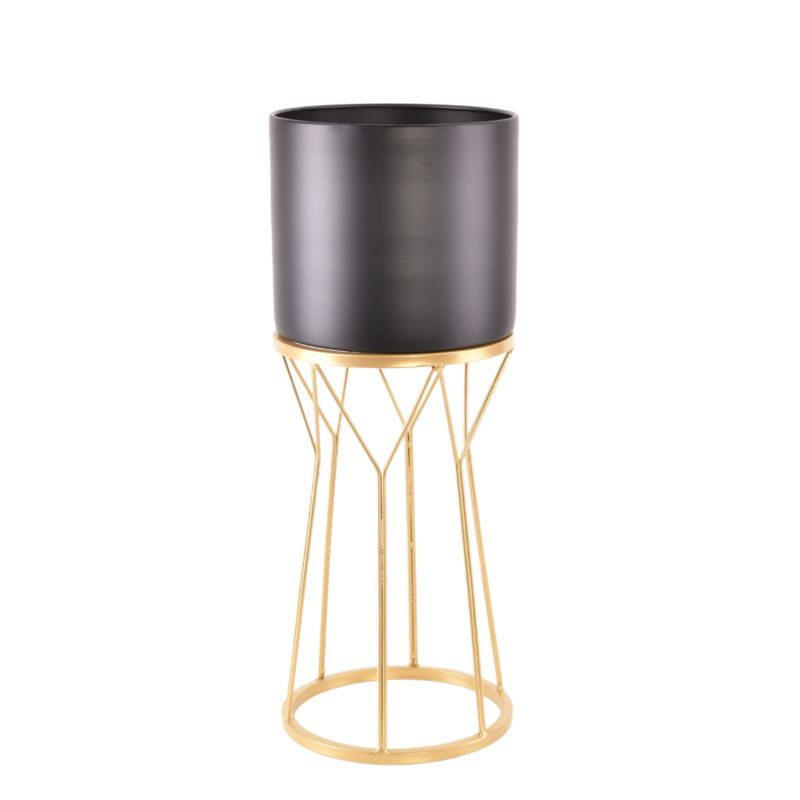 Osłonka doniczki Swen L Direct Home &Garden okrągła czarno-złota 18x49,5 cm 1 szt.