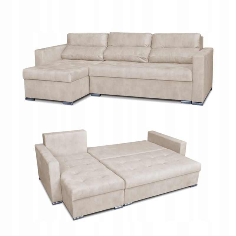 Narożnik do salonu rozkładany z poduszkami Family Meble Varius beż 1szt