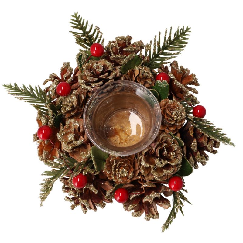 Wianek na tealight Jumi szyszki bombki 15 cm