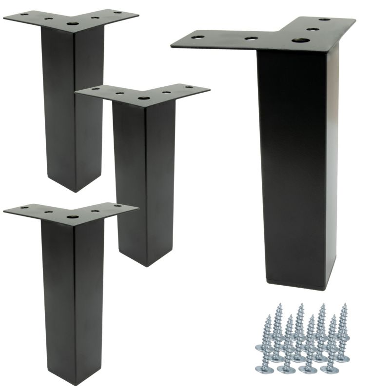 Nóżka meblowa B&B Prosta kwadratowa czarna metalowa 15 cm 4 szt