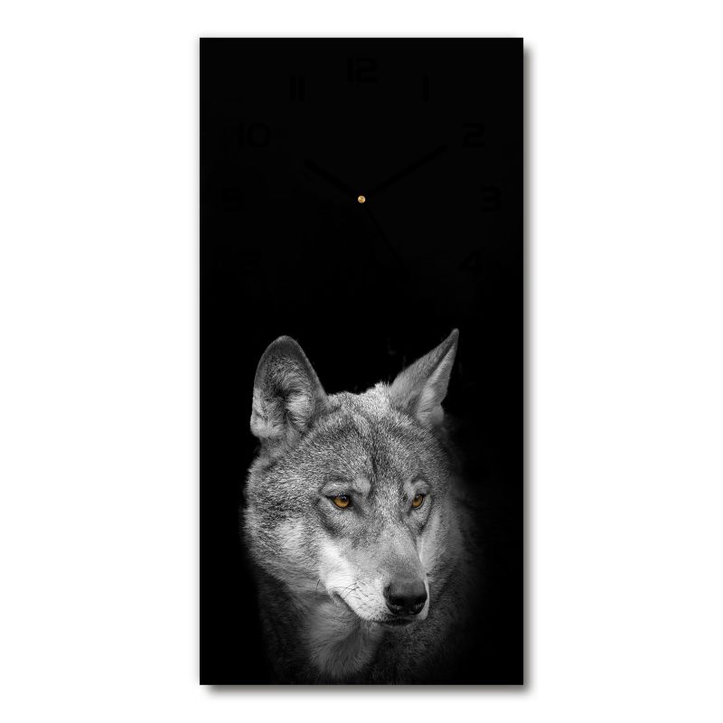 Zegar szklany Tulup Wilk czarne wskazówki 30x60 cm cichy 1 szt.
