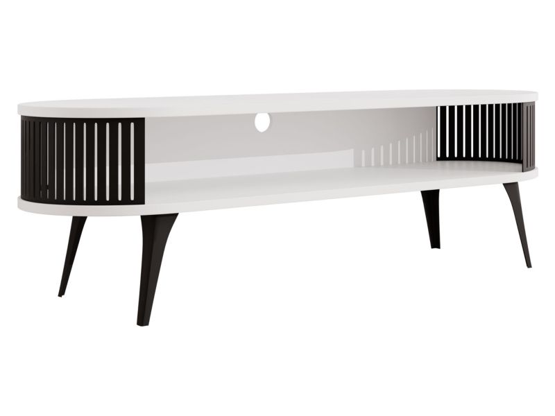 Szafka RTV MIRJAN 24 owalna Roenni czarny/biel arktyczna 1 szt.