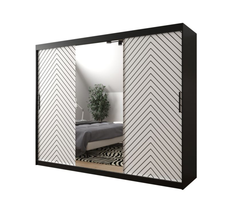 Szafa przesuwna Garderoba Abiks Jodełka 2 250 czarny + biały 1 szt.