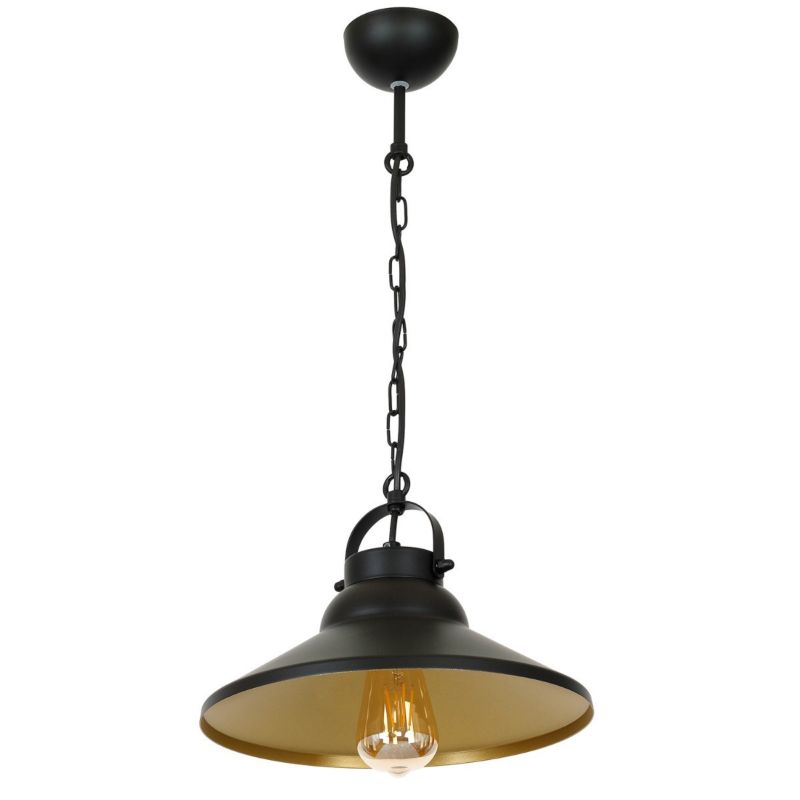 Lampa wisząca Luminex Iron 3410 czarny matowa-złoty matowy industrialna 1xE27 x 15W 1 szt.