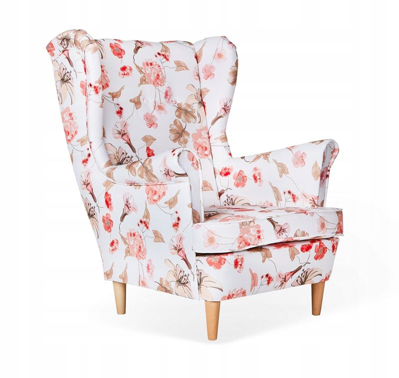 Fotel uszak do salonu Family Meble ARI PRINT brzoskwiniowy 1szt