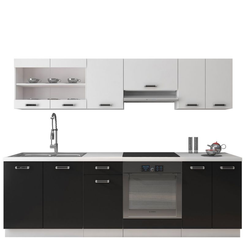 Meble kuchenne MIRJAN 24 Omega I biały / czarny 1 kpl.