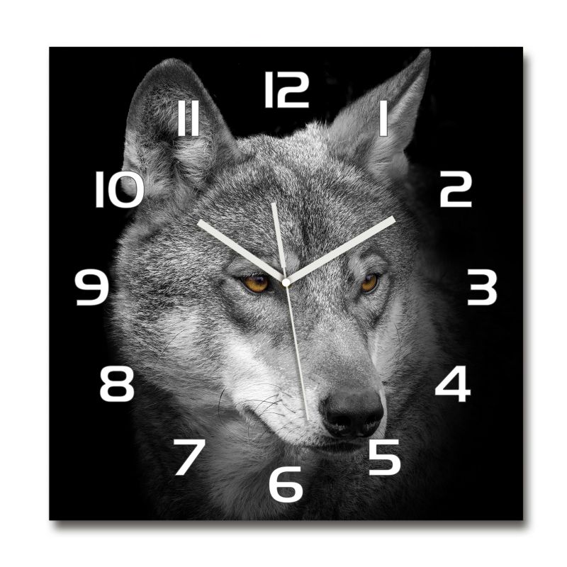 Zegar szklany Tulup Wilk 30x30 cm cm cichy 1 szt.