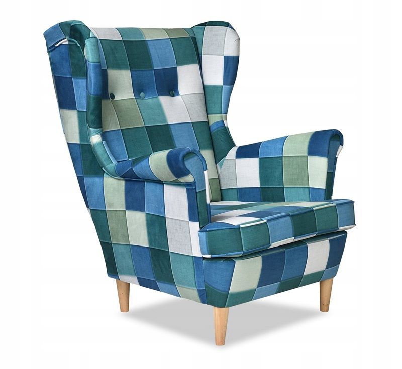 Fotel uszak do salonu Family Meble ARI PRINT niebieski 1szt