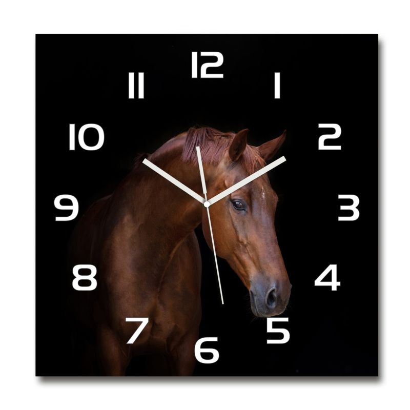Zegar szklany Tulup Brązowy koń 30x30 cm cm cichy 1 szt.