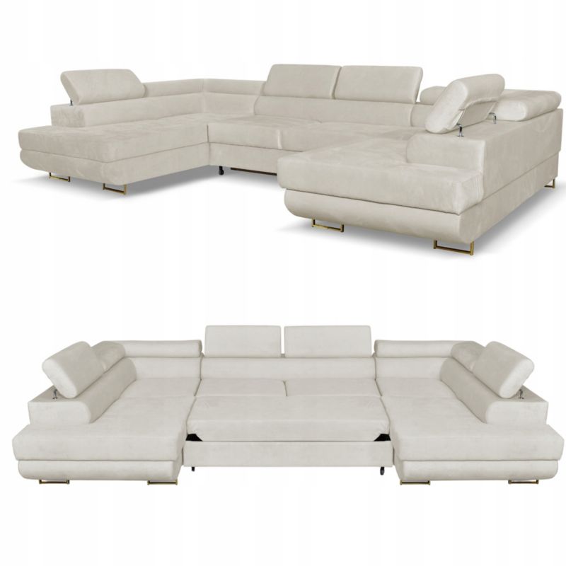 Narożnik do salonu kształt U rozkładany Family Meble Bosso beż 1szt