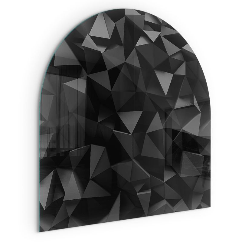 Szklana Podkładka Pod Kominek Półowalny Wallfluent 100x100 cm Geometryczny wzór 3D 1 szt.