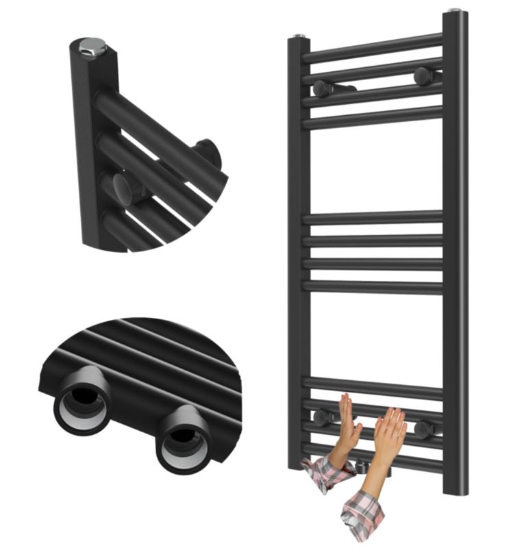 Grzejnik Łazienkowy Granitan Raven 80/40cm Czarny Kaloryfer Drabinkowy 1kpl.