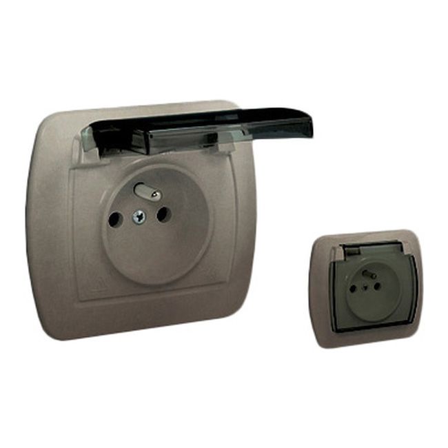 Gniazdo pojedyncze Kontakt-Simon Akord IP44 z uziemieniem satynowe