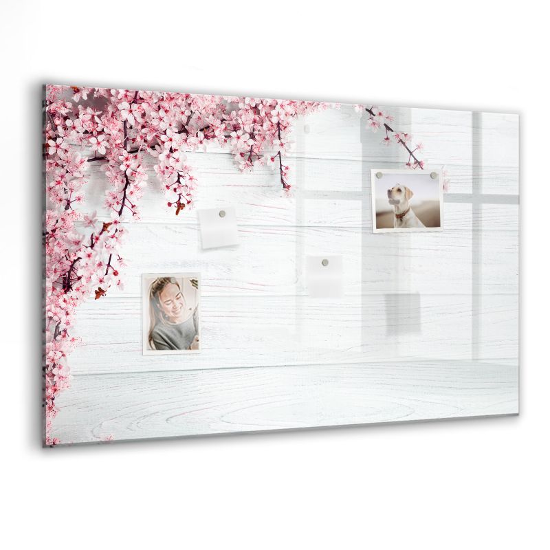 Szklana tablica magnetyczna Wallfluent 90x60 cm Wiosenne kwiaty Czarny marker 1 szt.