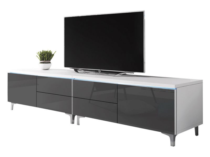 Szafka RTV MIRJAN 24 XIW Double biały + szary połysk 1 szt.