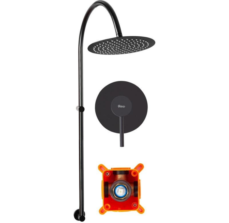 Zestaw Natryskowy Podtynkowy Rea Lugano Czarny 51,5X25X96Cm 1 Szt