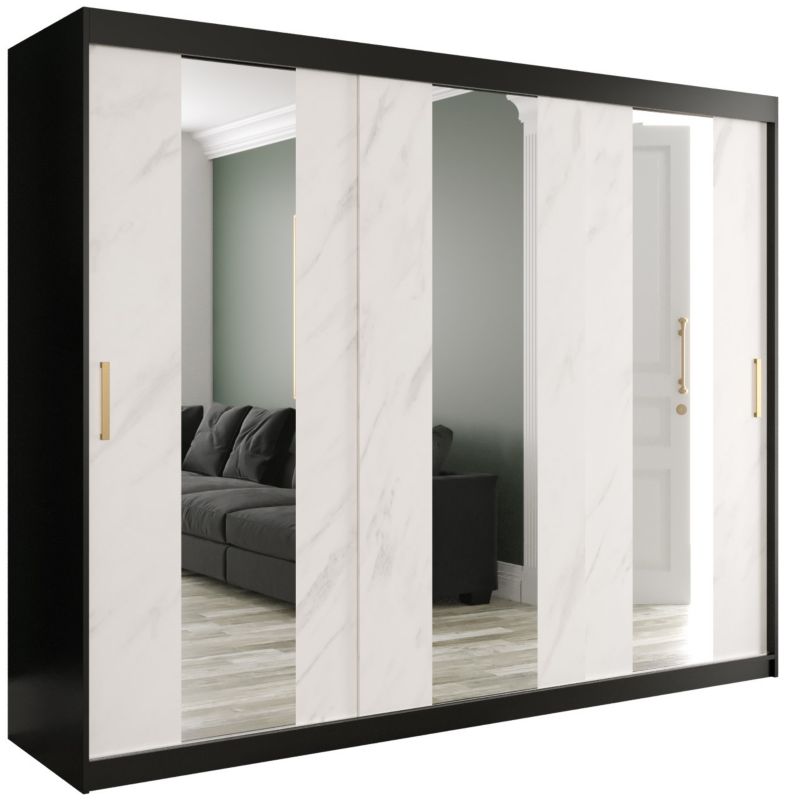 Szafa przesuwna Garderoba Abiks Marmur POLE 250 czarny + biały 1 szt.