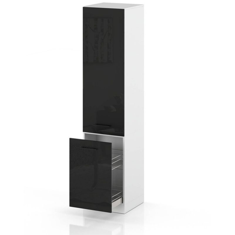 Szafka Kuchenna Hurtownia-Mebli Stojąca Cargo S50 CARGO sPremium 50cm Biały Mat Czarny Połysk 50x58x211 cm 1szt.