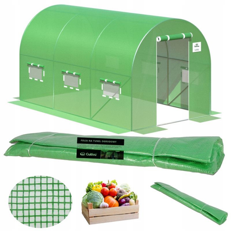 Folia Cultivo Zamienna Na Tunel Ogrodowy Szklarnia 2x3,5x2 Zielony Uv4 Mocna 1 szt